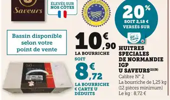 Super U U saveurs huitres speciales de normandie igp offre