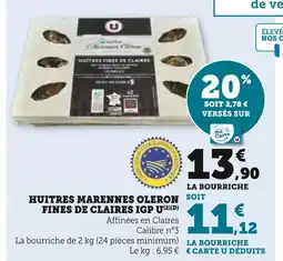 Super U U huitres marennes oleron fines de claires igp offre