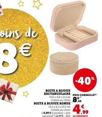 Super U Boite à bijoux rectangulaire offre