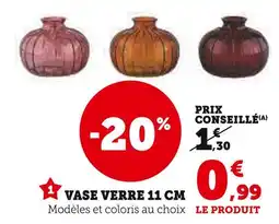 Super U Vase verre 11 cm offre