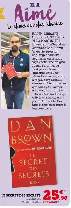 Super U Dan brown le secret des secrets offre