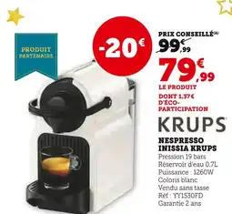 Super U Krups nespresso inissia offre