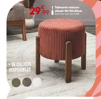 Maxi Bazar Tabouret velours côtelé offre