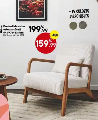 Maxi Bazar Fauteuil de salon velours côtelé offre