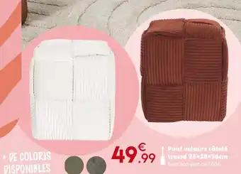 Maxi Bazar Pouf velours côtelé tressé offre