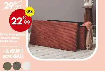 Maxi Bazar Coffre banc pliable velours côtelé offre