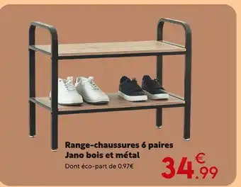 Maxi Bazar Range-chaussures 6 paires jano bois et métal offre