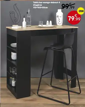 Maxi Bazar Table bar mange-debout 4 étagères offre
