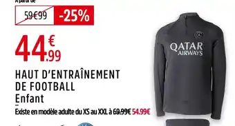 Intersport Psg haut d’entraînement de football enfant offre