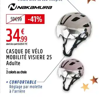 Intersport Nakamura casque de vélo mobilité visiere 25 adulte offre