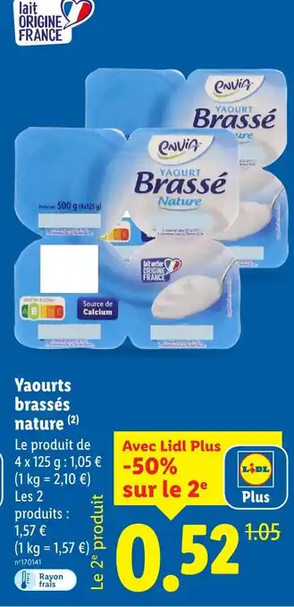 Lidl Envia yaourt brassé nature offre