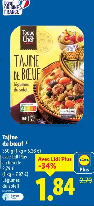 Lidl Toque du chef tajine de bœuf légumes du soleil offre