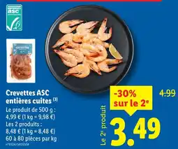 Lidl Crevettes entières cuites offre