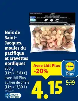 Lidl Deluxe noix de saint-jacques, moules du pacifique et crevettes nordiques offre