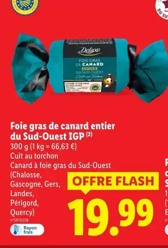 Lidl Deluxe foie gras de canard entier du sud-ouest igp offre