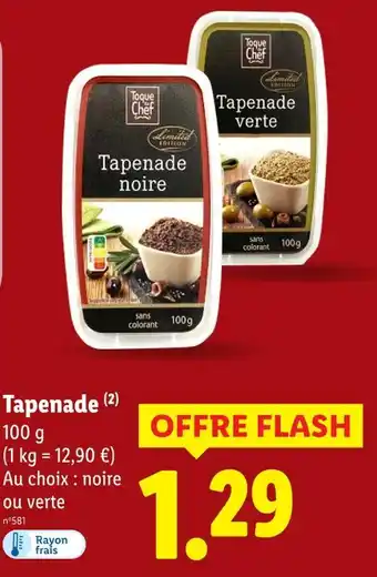 Lidl Toque chef tapenade noire offre