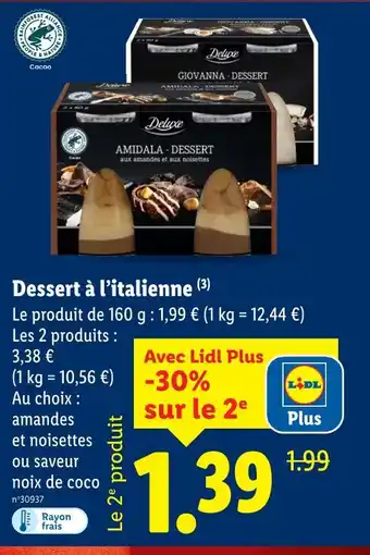 Lidl Deluxe dessert à l’italienne offre
