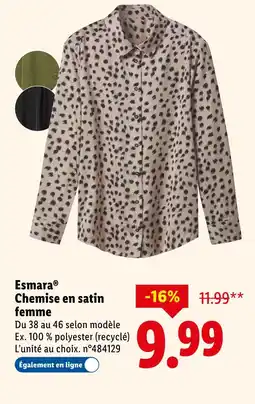 Lidl Esmara chemise en satin femme offre