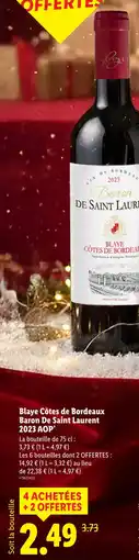 Lidl Baron de saint laurent blaye côtes de bordeaux 2023 aop offre