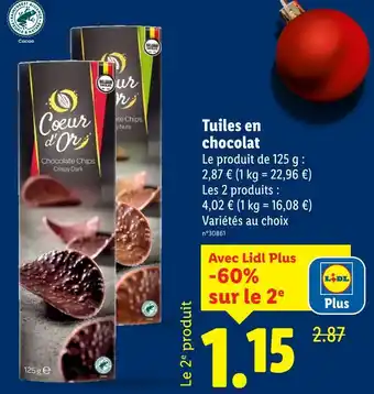Lidl Coeur d'or tuiles en chocolat offre