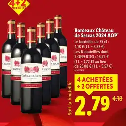 Lidl Chateau de sescas bordeaux 2024 aop offre