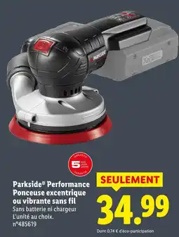 Lidl Parkside performance ponceuse excentrique ou vibrante sans fil offre