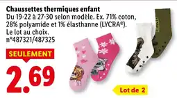 Lidl Chaussettes thermiques enfant offre