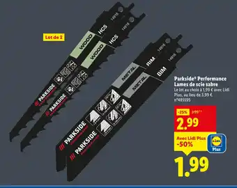 Lidl Parkside performance lames de scie sabre offre