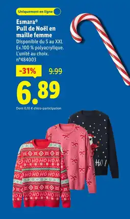 Lidl Esmara pull de noël en maille femme offre