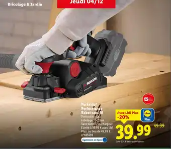Lidl Parkside performance rabot sans fil offre