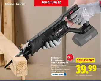 Lidl Parkside performance scie sabre sans fil offre