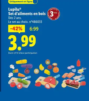 Lidl Lupilu set d’aliments en bois offre