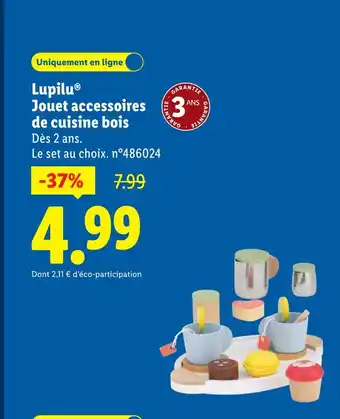 Lidl Lupilu jouet accessoires de cuisine bois offre