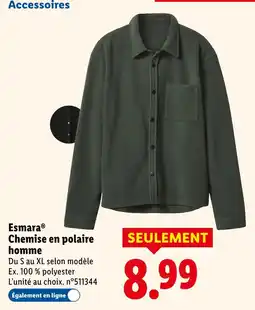 Lidl Esmara chemise en polaire homme offre