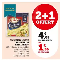 U Express Président emmental râpé pasteurisé offre