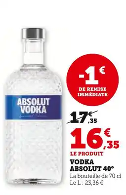 U Express Absolut vodka absolut 40° offre