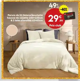 Maxi Bazar Parure de lit helena bouclette housse de couette 240x220cm & 2 taies d’oreiller 63x63cm offre