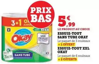 Hyper U Okay - essuie-tout sans tube/essuie-tout xxl offre