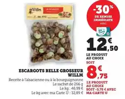 Super U Willm - escargots belle grosseur offre