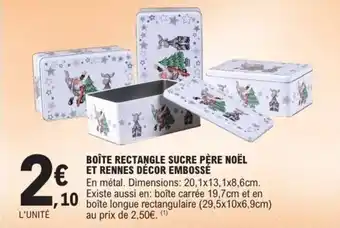 E.Leclerc Boîte rectangle sucre père noël et rennes décor embossé offre