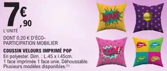 E.Leclerc Coussin velours imprimé pop offre