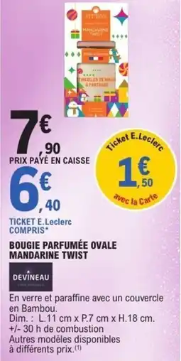 E.Leclerc Bougie parfumée ovale mandarine twist offre