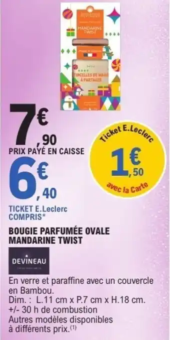 E.Leclerc Bougie parfumée ovale mandarine twist offre