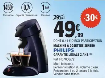 E.Leclerc Machine à dosettes senseo philips offre