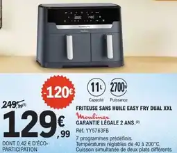 E.Leclerc Friteuse sans huile easy fry dual xxl moulinex offre