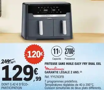 E.Leclerc Friteuse sans huile easy fry dual xxl moulinex offre