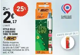E.Leclerc Stylo bille 4 couleurs time to shine bic offre