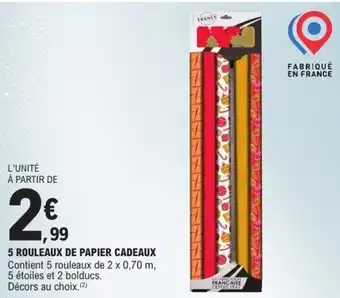 E.Leclerc 5 rouleaux de papier cadeaux offre