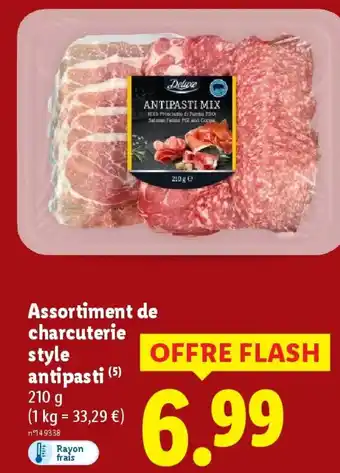 Lidl DELUXE Assortiment de charcuterie style antipasti offre