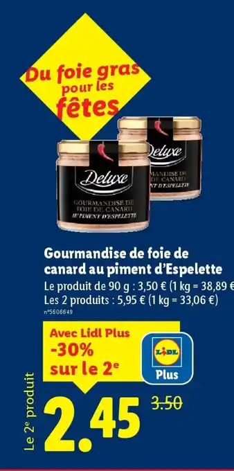 Lidl DELUXE Gourmandise de foie de canard au piment d'Espelette offre